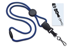 Royal Blue 1/4" (6 mm) Round Lanyard W/ Breakaway, Round Slider & Detach Swivel Hook (QTY 100)