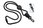 Black 1/4" (6 mm) Round Lanyard W/ Breakaway, Round Slider & Detach Plastic Swivel Hook (QTY 100)