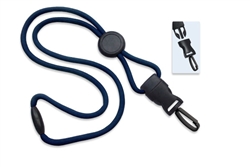  Navy Blue 1/4" (6 mm) Round Lanyard W/ Breakaway, Round Slider & Detach Plastic Swivel Hook(QTY 100)