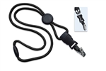 Black 1/4" (6 mm) Round Lanyard W/ Breakaway, Round Slider & Detach Bulldog Clip (QTY 100)