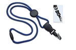 Royal Blue 1/4" (6 mm) Round Lanyard W/ Breakaway, Round Slider & Detach Bulldog Clip (QTY 100)