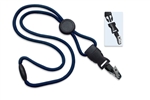 Navy Blue 1/4" (6 mm) Round Lanyard W/ Breakaway, Round Slider & Detach Bulldog Clip (QTY 100)