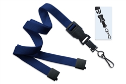  Navy Blue 5/8" (16 mm) Flat Tubular Lanyard W/ Breakaway & Detach Swivel Hook (QTY 100)