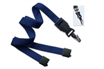 Navy Blue 5/8" (16 mm) Flat Tubular Lanyard W/ Breakaway & Detach Bulldog Clip (QTY 100)