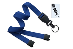 Royal Blue 5/8" (16 mm) Flat Tubular Lanyard W/ Breakaway & Detach Split Ring (QTY 100)