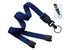 Navy Blue 5/8" (16 mm) Flat Tubular Lanyard W/ Breakaway & Detach Split Ring (QTY 100)