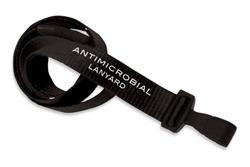 Black 5/8" (16 mm) Flat Anti-microbial Lanyard W/ Breakaway & "no-twist" Wide Plastic Hook (QTY 100)