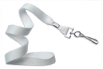 White 5/8" (16 mm) Microweave Polyester Lanyard W/ Nickel-plated Steel Swivel Hook (QTY 100)