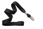 Black 5/8" (16 mm) Microweave Polyester Lanyard W/ Nickel-plated Steel Bulldog Clip (QTY 100)