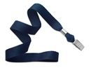Navy Blue 5/8" (16 mm) Microweave Polyester Lanyard W/ Nickel-plated Steel Bulldog Clip (QTY 100)