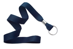 Navy Blue 5/8" (16 mm) Microweave Polyester Lanyard W/ Nickel-plated Steel Split Ring (QTY 100)