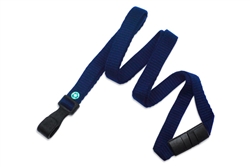 Navy Blue Bamboo 3/8" (10 mm) Flat Lanyard W/ Breakaway And "no-twist" Wide Plastic Hook (QTY 100)