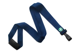 Navy Blue Bamboo 5/8" (16 mm) Flat Lanyard W/ Breakaway And "no-twist" Wide Plastic Hook (QTY 100)