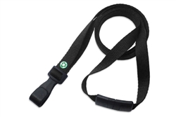  Black Recycled PET 3/8" (10 mm) Flat Lanyard W/ Breakaway And "no-twist" Wide Plastic Hook (QTY 100)