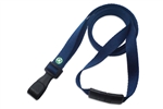 Navy Blue Recycled PET 3/8" (10 mm) Flat Lanyard W/ Breakaway And "no-twist" Wide Plastic Hook (QTY 100)