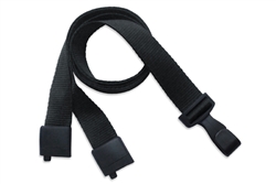 Black Recycled PET 5/8" (16 mm) Flat Lanyard W/ Breakaway And "no-twist" Wide Plastic Hook (QTY 100)