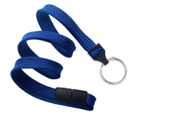 Royal Blue 3/8" (10 mm) Flat Braid Breakaway Woven Lanyard W/ A Universal Slide Adapter & Nickel-plated Steel Split Ring (QTY 100)