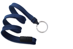 Navy Blue 3/8" (10 mm) Flat Braid Breakaway Woven Lanyard W/ A Universal Slide Adapter & Nickel-plated Steel Split Ring (QTY 100)