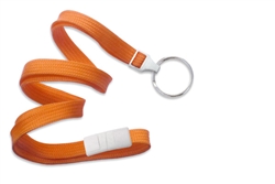 Orange 3/8" (10 mm) Flat Braid Breakaway Woven Lanyard W/ A Universal Slide Adapter & Nickel-plated Steel Split Ring (QTY 100)