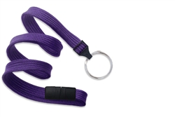 Purple 3/8" (10 mm) Flat Braid Breakaway Woven Lanyard W/ A Universal Slide Adapter & Nickel-plated Steel Split Ring(QTY 100)