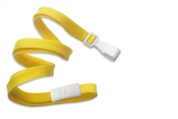 Yellow 3/8" (10 mm) Flat Braid Breakaway Woven Lanyard W/ Wide Plastic Hook (QTY 100)