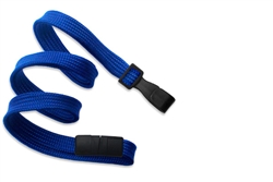Royal Blue 3/8" (10 mm) Flat Braid Breakaway Woven Lanyard W/ Wide Plastic Hook (QTY 100)