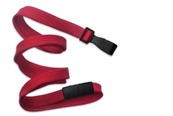 Red 3/8" (10 mm) Flat Braid Breakaway Woven Lanyard W/ Wide Plastic Hook (QTY 100)