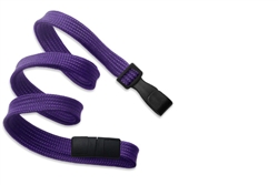 Purple 3/8" (10 mm) Flat Braid Breakaway Woven Lanyard W/ Wide Plastic Hook (QTY 100)