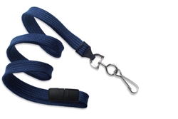 Navy Blue 3/8" (10 mm) Flat Braid Breakaway Woven Lanyard W/ A Universal Slide Adapter & Nickel-plated Steel Swivel Hook (QTY 100)