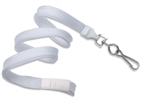 White 3/8" (10 mm) Flat Braid Breakaway Woven Lanyard W/ A Universal Slide Adapter & Nickel-plated Steel Swivel Hook (QTY 100)