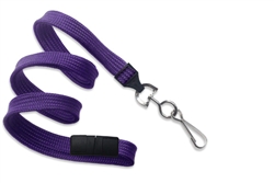 Purple 3/8" (10 mm) Flat Braid Breakaway Woven Lanyard W/ A Universal Slide Adapter & Nickel-plated Steel Swivel Hook (QTY 100)
