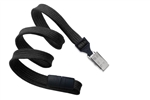 Black 3/8" (10 mm) Flat Braid Breakaway Woven Lanyard W/ A Universal Slide Adapter & Nickel-plated Steel Bulldog Clip (QTY 100)