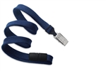 Navy Blue 3/8" (10 mm) Flat Braid Breakaway Woven Lanyard W/ A Universal Slide Adapter & Nickel-plated Steel Bulldog Clip (QTY 100)