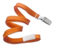 Orange 3/8" (10 mm) Flat Braid Breakaway Woven Lanyard W/ A Universal Slide Adapter & Nickel-plated Steel Bulldog Clip (QTY 100)