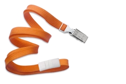 Orange 3/8" (10 mm) Flat Braid Breakaway Woven Lanyard W/ A Universal Slide Adapter & Nickel-plated Steel Bulldog Clip (QTY 100)
