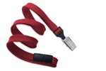 Red 3/8" (10 mm) Flat Braid Breakaway Woven Lanyard W/ A Universal Slide Adapter & Nickel-plated Steel Bulldog Clip (QTY 100)