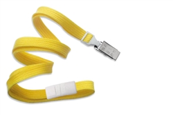 Yellow 3/8" (10 mm) Flat Braid Breakaway Woven Lanyard W/ A Universal Slide Adapter & Nickel-plated Steel Bulldog Clip (QTY 100)