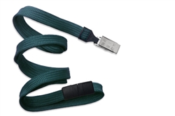 Teal 3/8" (10 mm) Flat Braid Breakaway Woven Lanyard W/ A Universal Slide Adapter & Nickel-plated Steel Bulldog Clip (QTY 100)