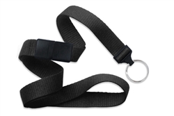 Black 5/8" (16 mm) Microweave Polyester Breakaway Lanyard W/ A Universal Slide Adapter And Nickel-plated Steel Split Ring (QTY 100)