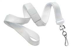 White 5/8" (16 mm) Microweave Polyester Breakaway Lanyard W/ A Universal Slide Adapter And Nickel-plated Steel Swivel Hook (QTY 100)