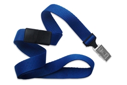 Royal Blue 5/8" (16 mm) Microweave Polyester Breakaway Lanyard W/ A Universal Slide Adapter And Nickel-plated Steel Bulldog Clip (QTY 100)