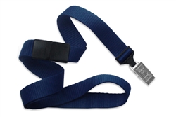 Navy Blue 5/8" (16 mm) Microweave Polyester Breakaway Lanyard W/ A Universal Slide Adapter And Nickel-plated Steel Bulldog Clip (QTY 100)