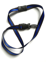 Thin Blue Line Safety Breakaway Lanyard with Dtach Plastic Hook and Black Breakaway