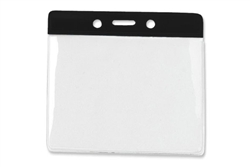 Black Horizontal Vinyl Color-Bar Badge Holder - Convention Size (QTY 100)