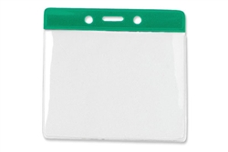 Green Horizontal Vinyl Color-Bar Badge Holder - Convention Size (QTY 100)