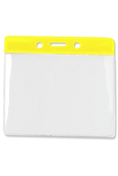 Yellow Horizontal Vinyl Color-Bar Badge Holder - Convention Size (QTY 100)