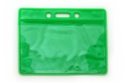 Green Vertical Vinyl Color-Bar Badge Holder - Credit Card Size (QTY 100)