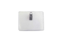 Premium Clear Vinyl Horizontal Badge Holder - Clip-on, Credit Card Size (QTY 100)