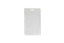 Clear Soft Vinyl Vertical Badge Holder W/ Fold-over Flap (QTY 100)