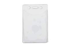 Premium Clear Vinyl Vertical Two Pocket Badge Holder - Slot & Chain Holes, Credit Card Size (QTY 100)